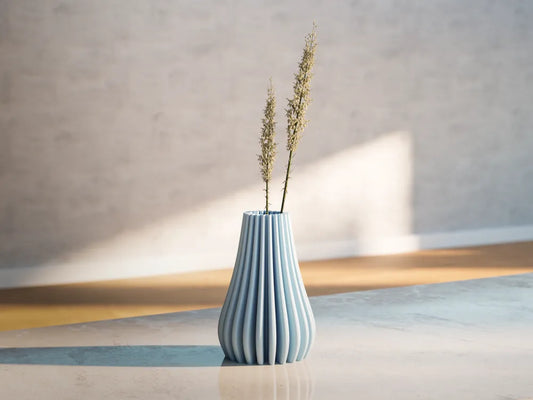 Minimalist Ribbed Decorative Vase – Modern 3D Printed Flower Vase | Aestia 3D