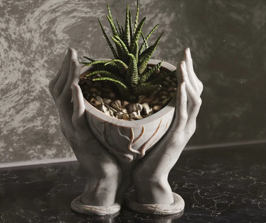 Heart Hands Decorative Vase – 3D Printed Love Sculpture Planter | Aestia 3D