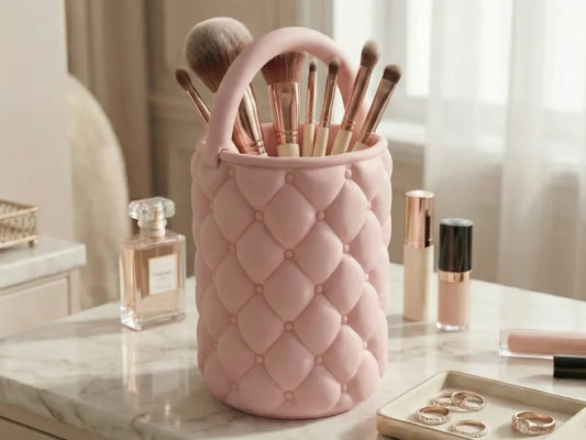 Luxury Makeup Brush Holder – Quilted Cosmetic Organizer | Aestia 3D
