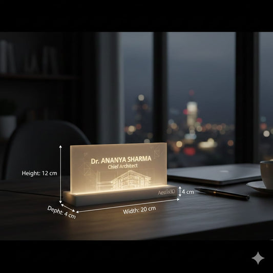 Custom LED 3D Printed Nameplate – Personalized Desk Name Sign | Aestia 3D