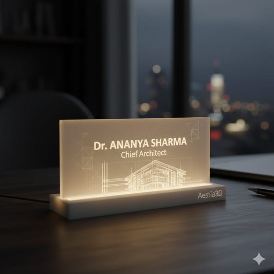 Custom LED 3D Printed Nameplate – Personalized Desk Name Sign | Aestia 3D