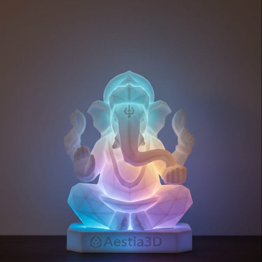 Aestia3D Low-Poly Ganesha Ambient LED Lamp – Modern Spiritual Decor