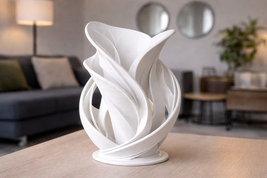 Modern 3D Printed Abstract Spiral Vase – Minimalist Home Decor Showpiece